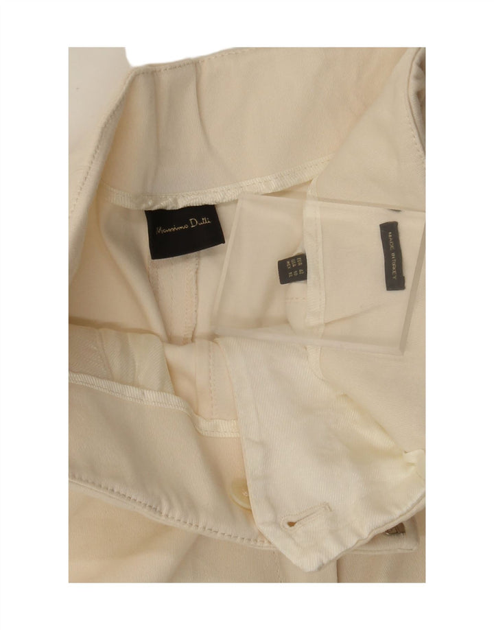 Massimo Dutti Pantalon court pour femme EU 42 Large W30 L25 Blanc