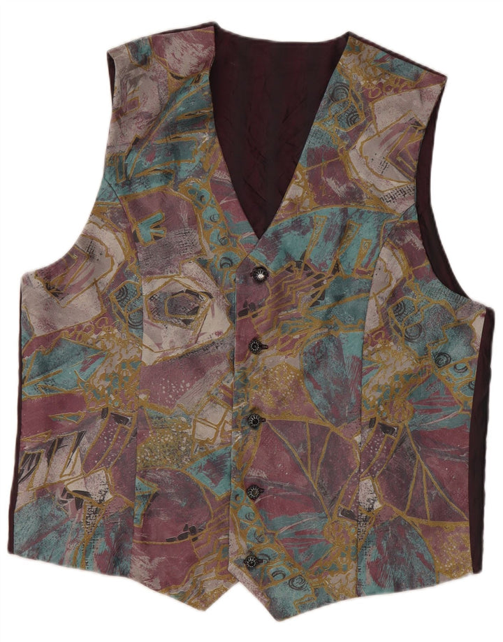 Gilet Vintage à Motif Abstrait pour Homme Moyen Multicolore