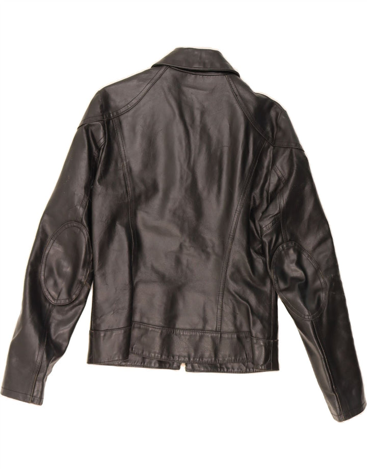 VINTAGE Womens Leather Jacket IT 44 Medium Black Leather Vintage Vintage and Second-Hand Vintage from Messina Hembry 