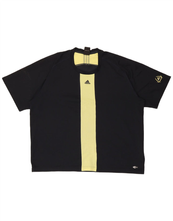 ADIDAS Hommes Climacool T-Shirt Top 2XL Noir Colorblock Polyester