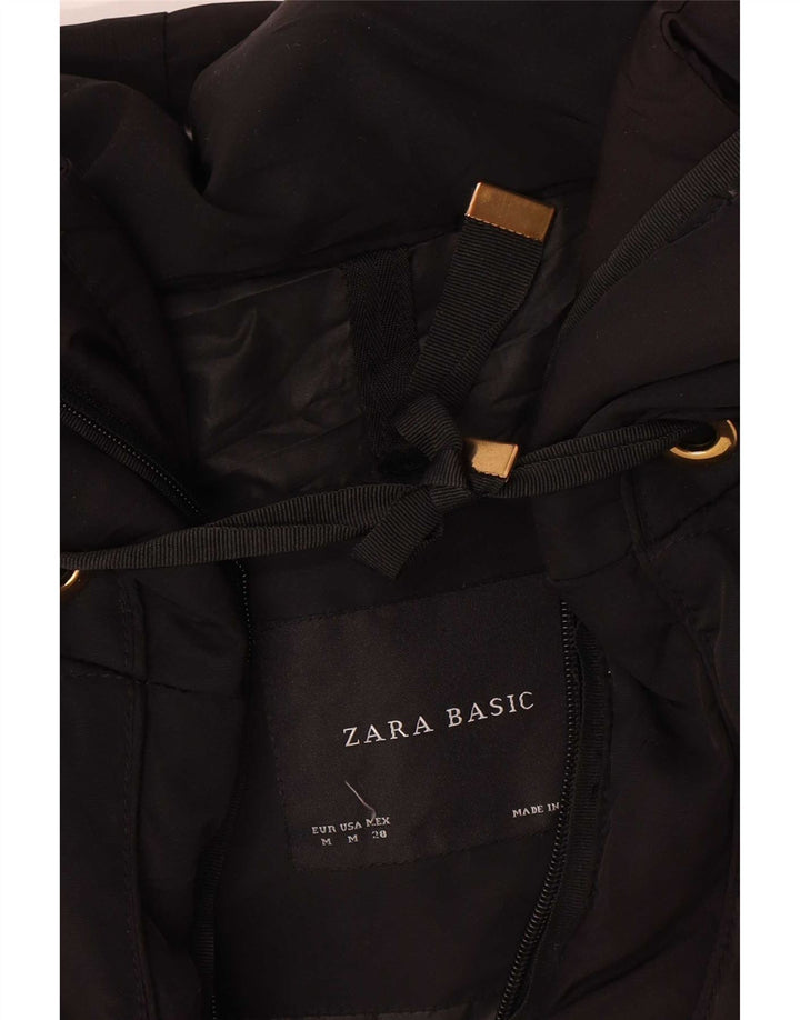 Zara Veste rembourrée à capuche pour femme UK 14 Polyester noir moyen