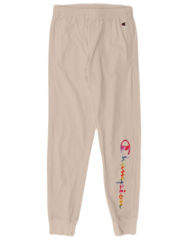 Champion Pantalon de survêtement graphique pour femme Joggers UK 6 XS Coton blanc
