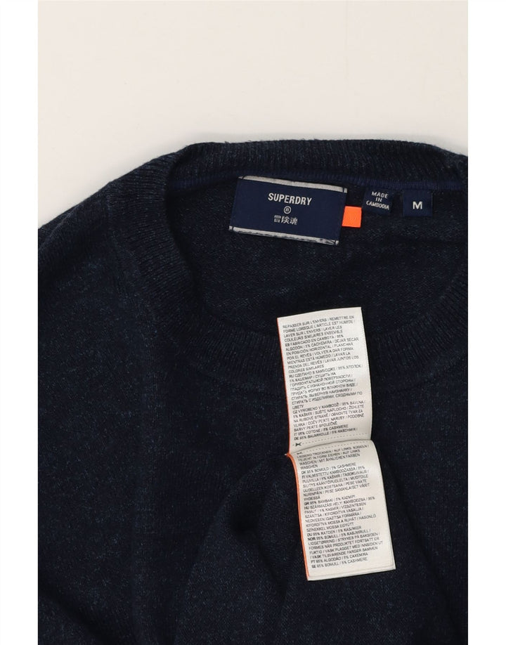 SUPERDRY Pull col rond homme en coton moucheté bleu marine moyen