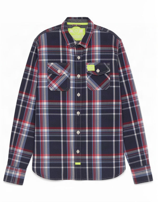 Superdry Chemise Homme XL Bleu Marine Carreaux Coton
