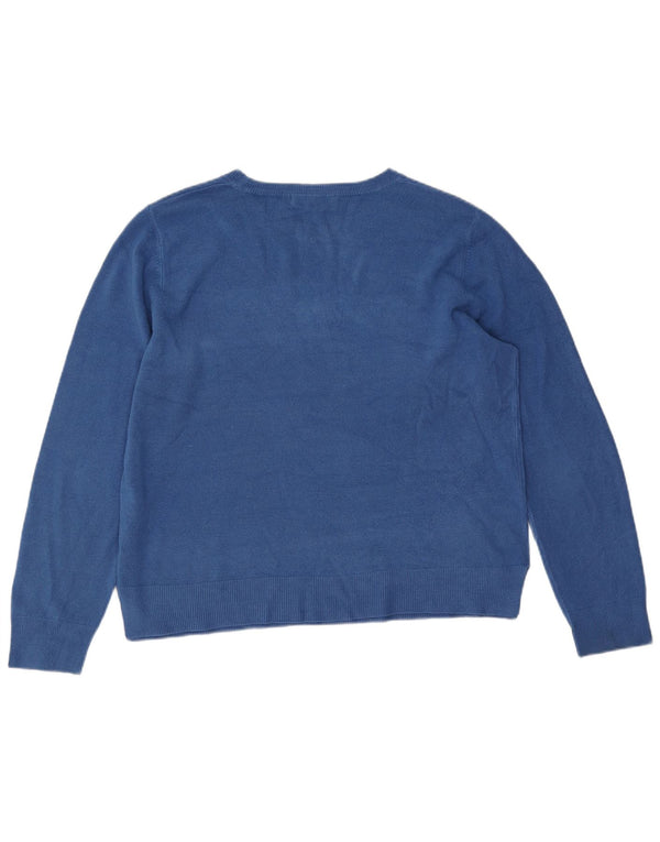 Marks & Spencer Pull col bateau pour femme UK 18 XL Bleu Acrylique