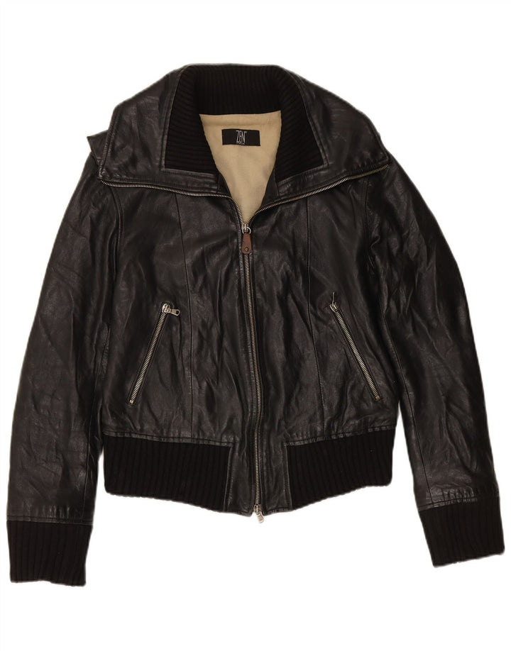 ZEN Veste en Cuir Femme IT 46 Grand Cuir Noir