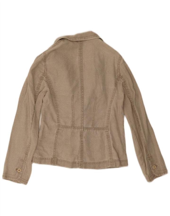 Monsoon Veste blazer à 2 boutons pour femme UK 10 Petit lin beige