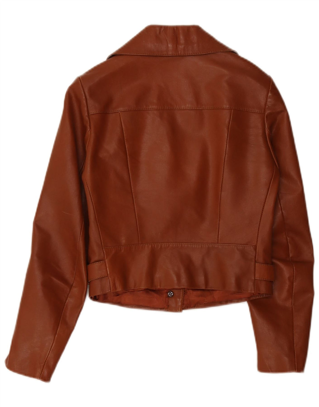 vintage Femme 2 Boutons Veste Blazer En Cuir UK 4 XS Marron