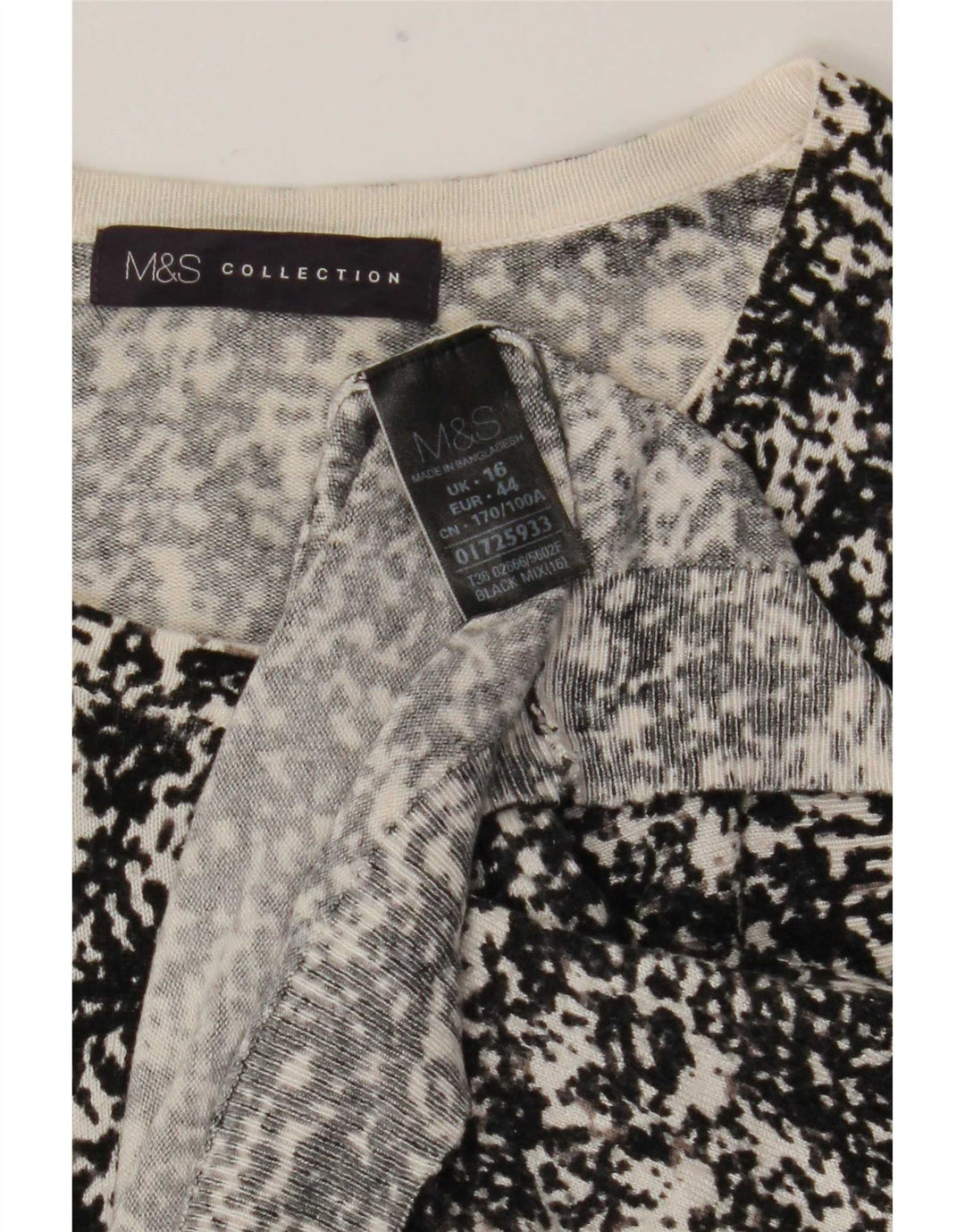 Marks & Spencer Pull cardigan à motif abstrait pour femme UK 16 Large Noir