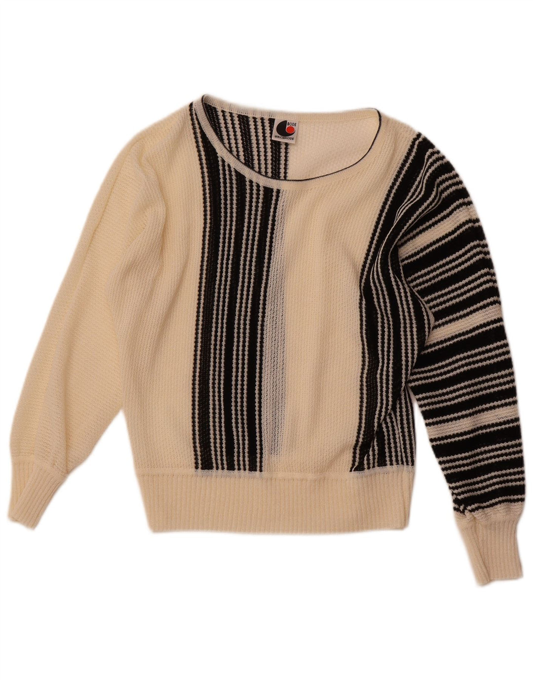 BODE Pull col bateau pour femme EU 40 Medium Blanc cassé rayé