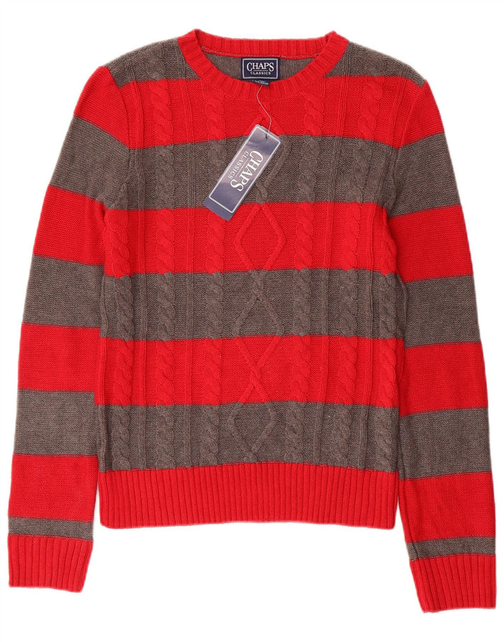 Chaps Womens Classics Boat Neck Jumper Sweater UK 10 Petit Rouge Rayé