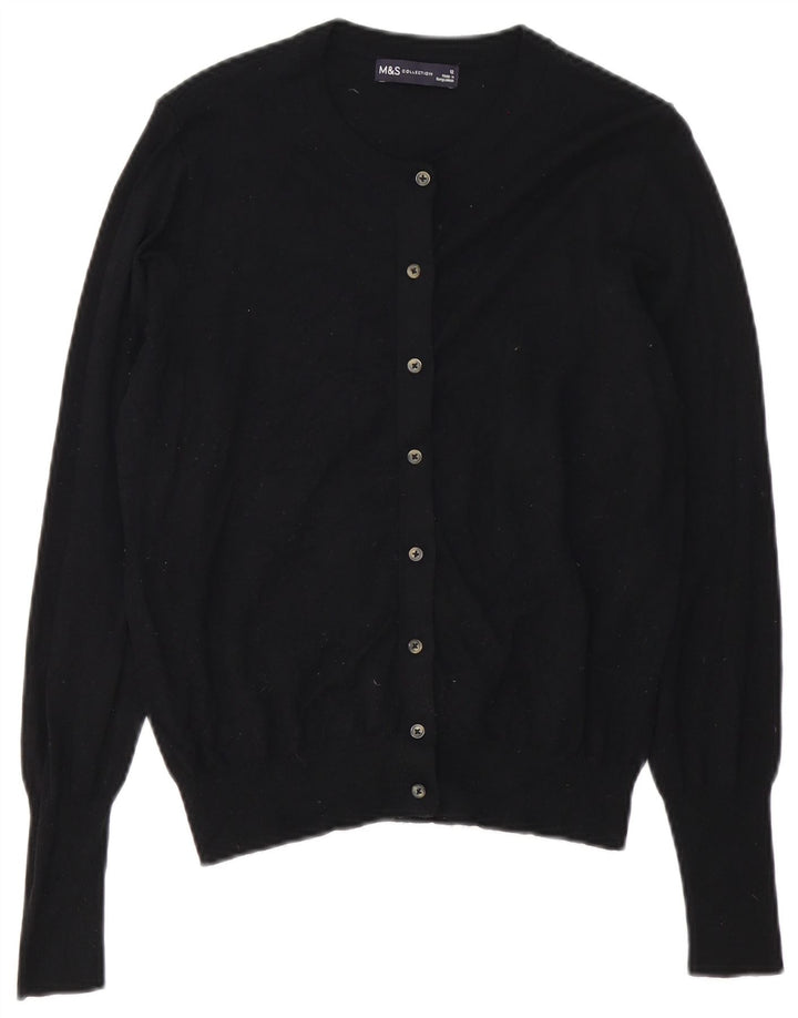 MARKS & SPENCER Pull Cardigan Femme UK 12 Viscose Noir Moyen