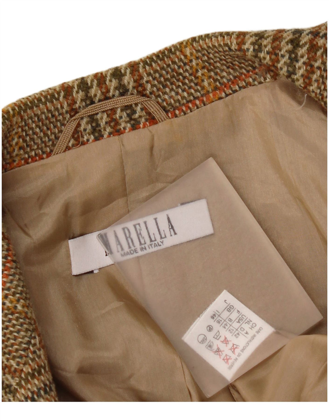 Marella Veste Blazer 2 Boutons pour Femme UK 16 Grand Pied-de-Poule Marron
