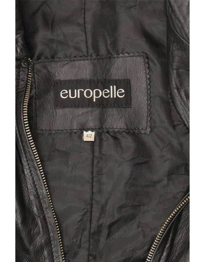 veste en cuir femme vintage IT 42 Moyen Noir