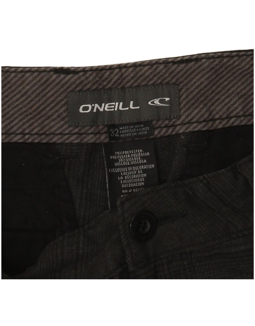 O'NEILL Short Chino Homme W32 Gris Moyen à Carreaux Polyester