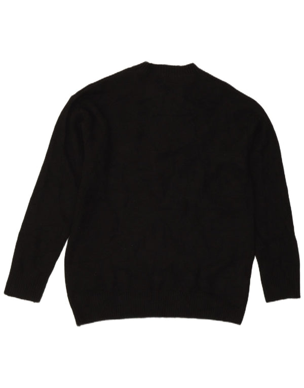 Zara Pull graphique surdimensionné à col rond pour femme UK 10 Petit Noir