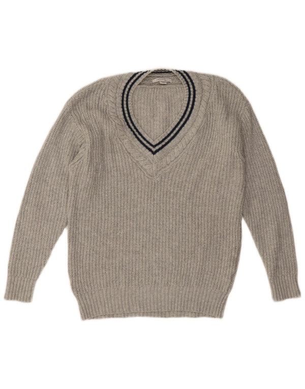 American Eagle Mens V-Neck Jumper Sweater Small Grey Cotton