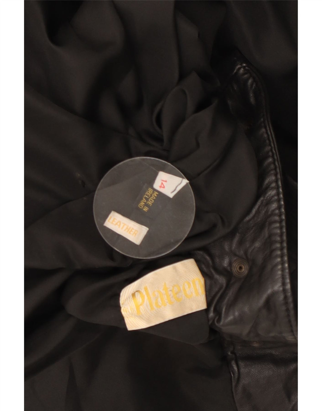 VINTAGE Veste en cuir surdimensionnée femme UK 14 Grand cuir noir