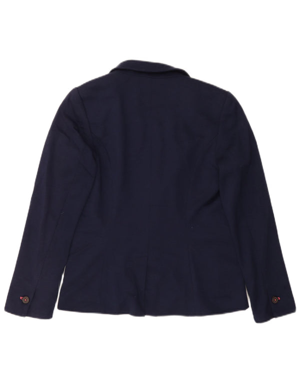 JOULES Veste Blazer 1 Bouton Femme UK 10 Petit Bleu Marine Coton