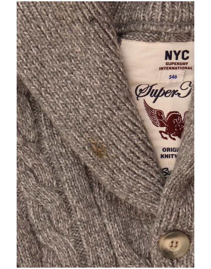 Superdry Cardigan Pull Gris Moyen Acrylique Moucheté Homme