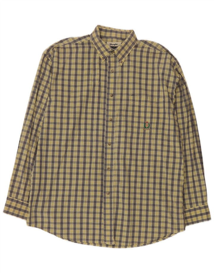 Wrangler Chemise Riata pour homme Taille 16 1/2 Grand carreaux jaunes