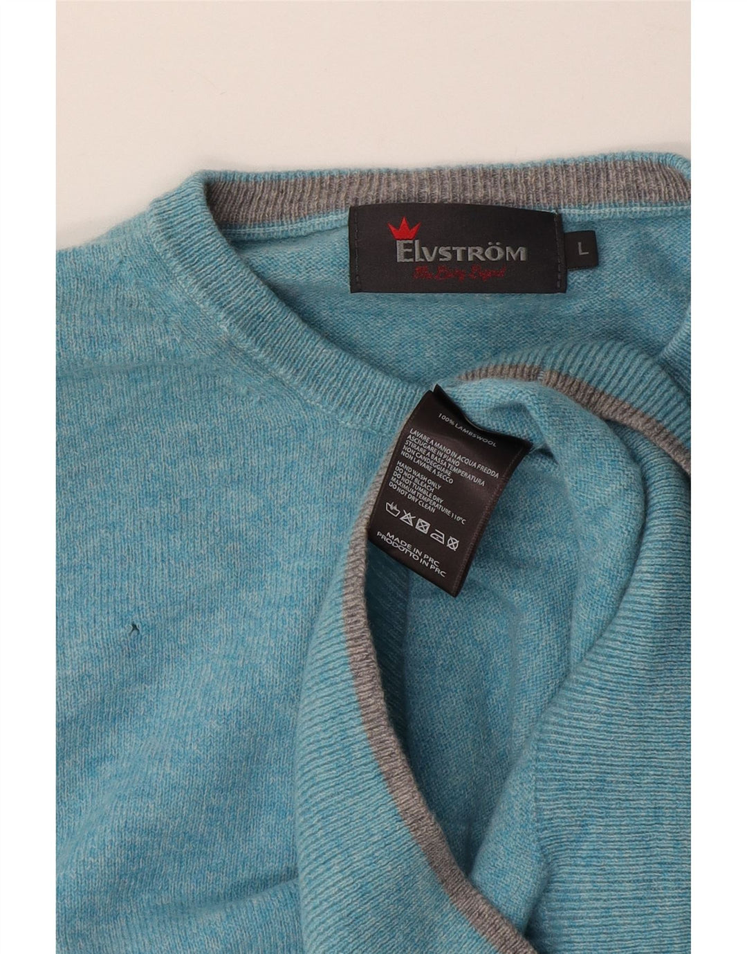Elvstrom Pull à col rond pour homme en laine mouchetée bleue