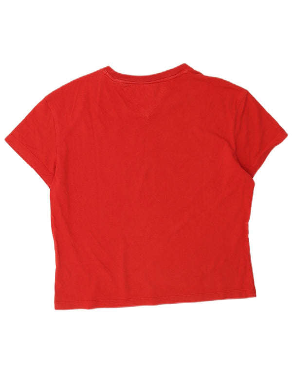 TOMMY HILFIGER T-shirt graphique surdimensionné pour femme UK 10 Small Rouge