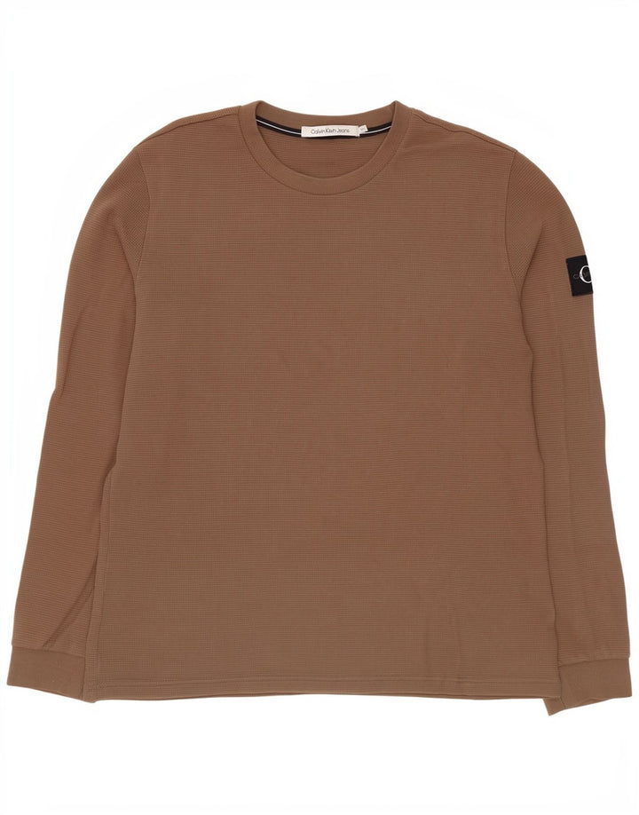 Calvin Klein Haut à manches longues pour homme en coton marron 2XL