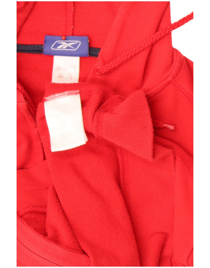 Reebok Pull à capuche graphique zippé pour femme UK 14 Rouge moyen Polyester