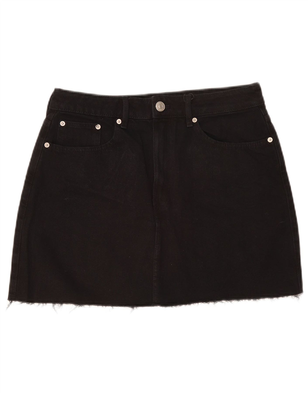 Zara Femme Jupe En Jean Large W30 Coton Noir