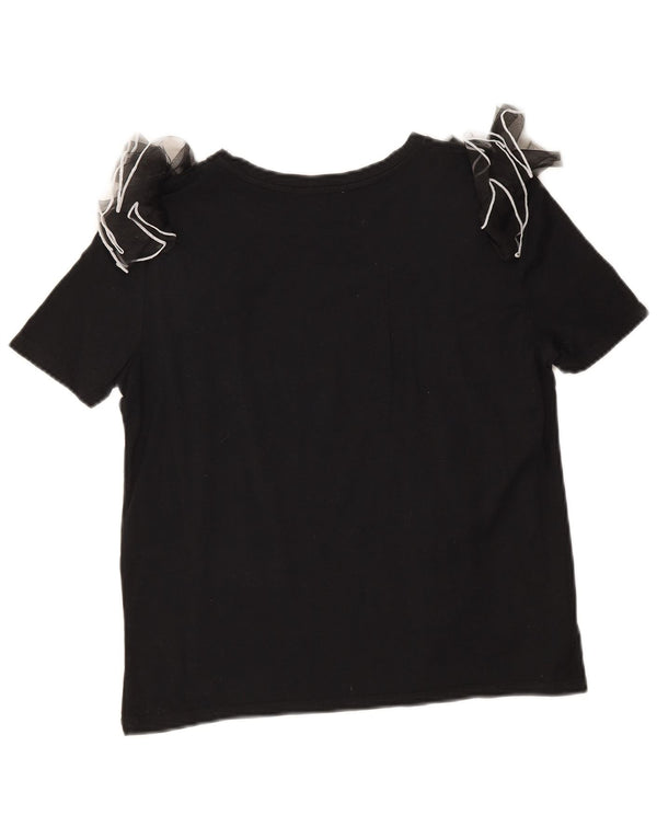 Zara Chemisier Femme Top UK 10 Petit Coton Noir