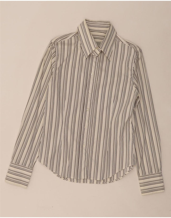 RENE LEZARD Womens Shirt IT 40 Small White Striped Cotton Vintage Rene Lezard and Second-Hand Rene Lezard from Messina Hembry 