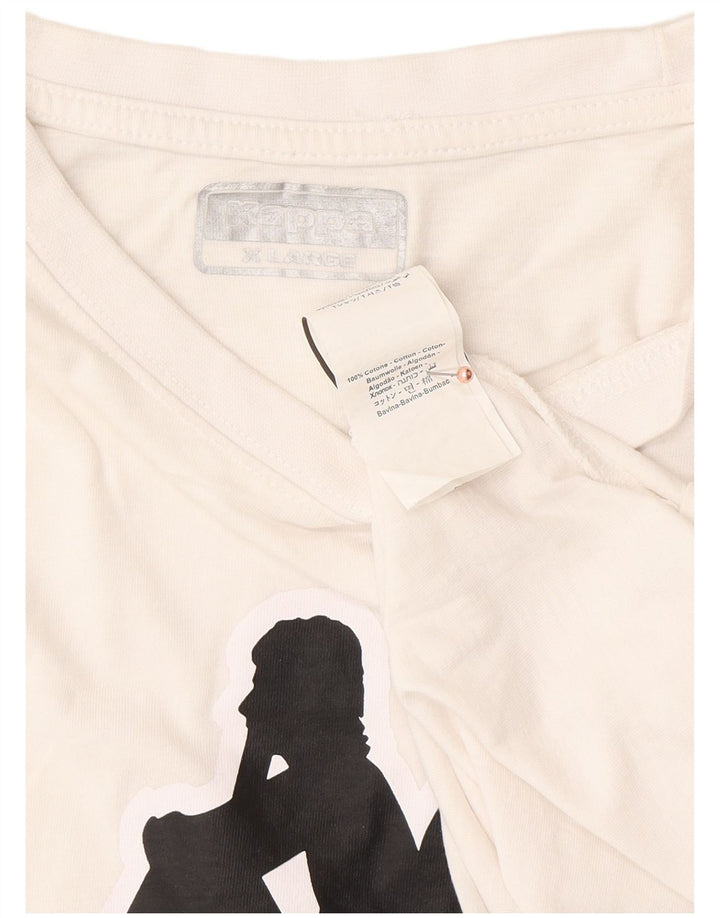 KAPPA T-Shirt Graphique Homme Top XL Blanc Coton