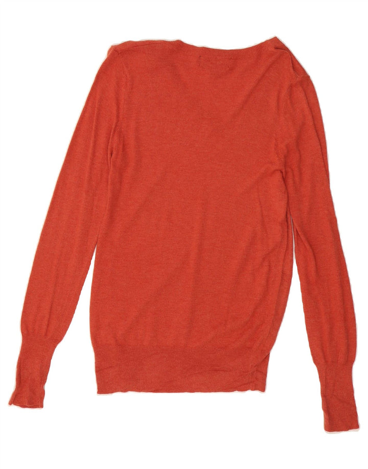 MOSSIMO Womens V-Neck Jumper Sweater UK 14 Medium Orange Nylon Vintage Mossimo and Second-Hand Mossimo from Messina Hembry 