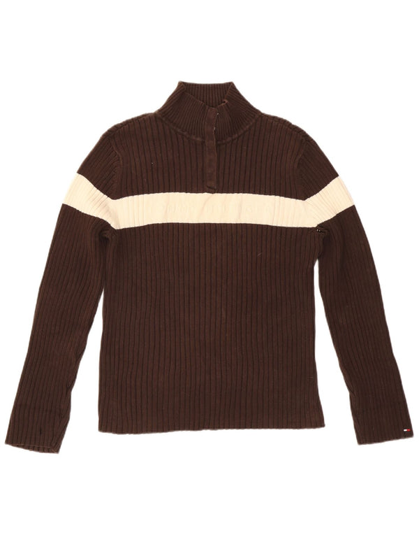 TOMMY HILFIGER Pull à col boutonné pour femme UK 18 XL Marron