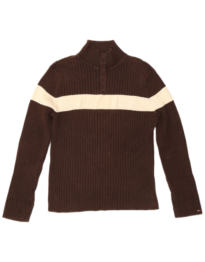 TOMMY HILFIGER Pull à col boutonné pour femme UK 18 XL Marron