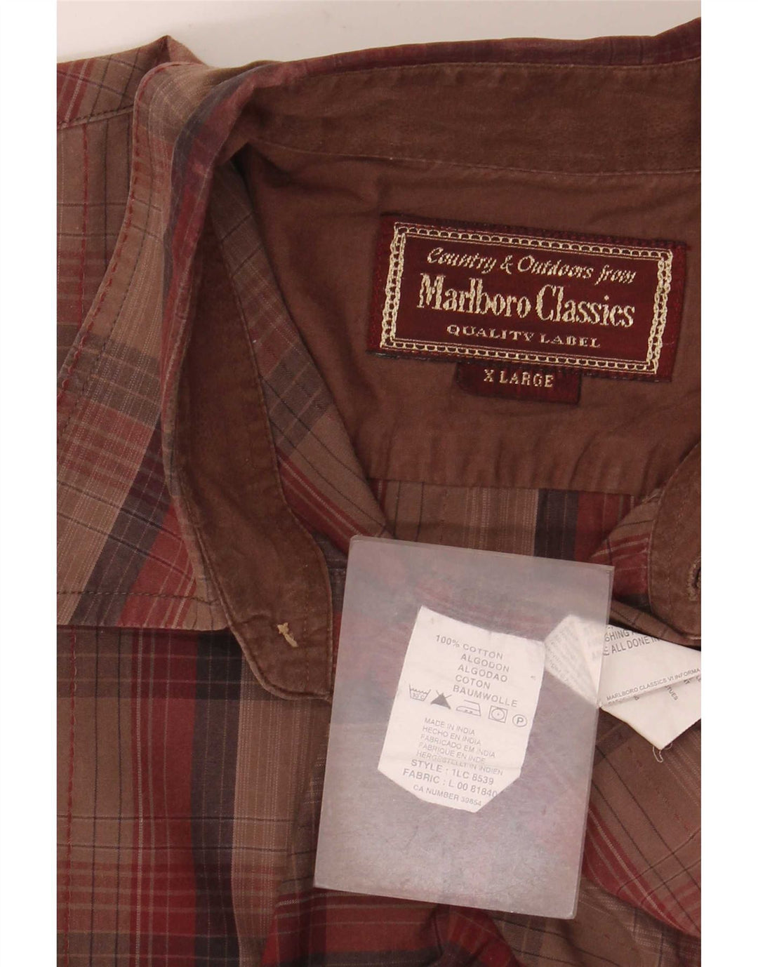 Marlboro Classics Chemise Homme XL Marron Carreaux Coton