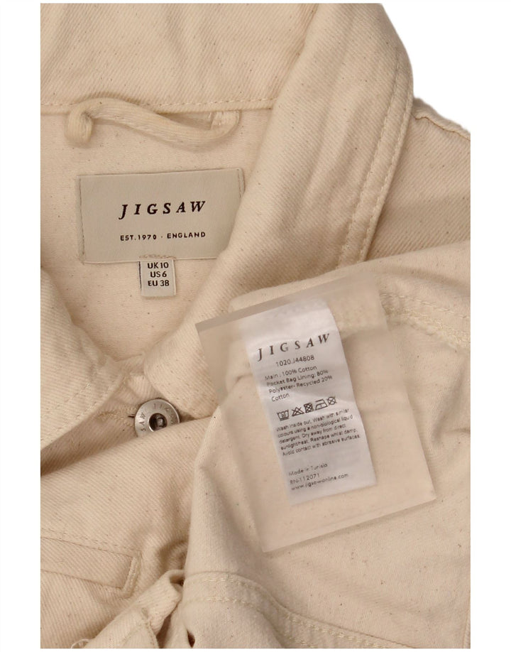 Jigsaw Veste en jean surdimensionnée pour femme UK 10 Petit coton blanc cassé