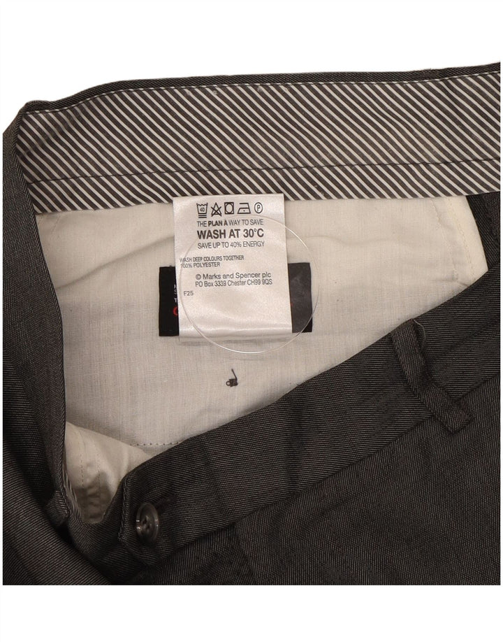 Marks & Spencer Pantalon de costume droit pour homme W34 L33 Gris Polyester