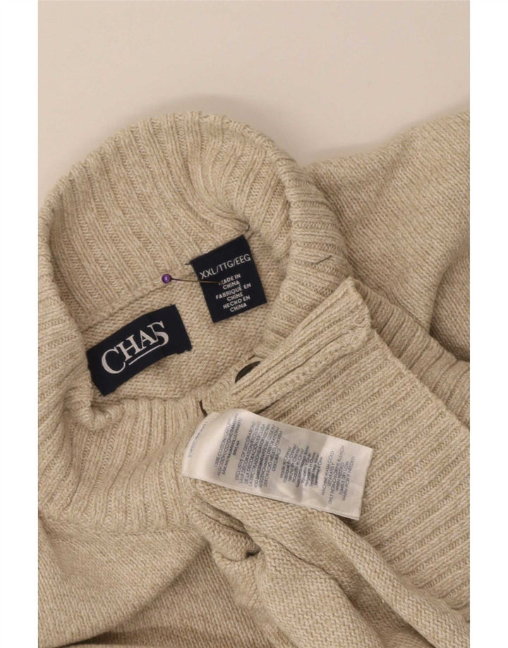 Chaps Pull col boutonné pour homme en coton beige 2XL