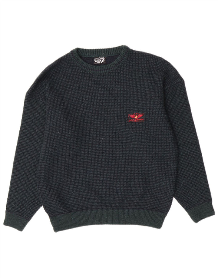 vintage Mens Crew Neck Jumper Pull IT 48 Petit Vert