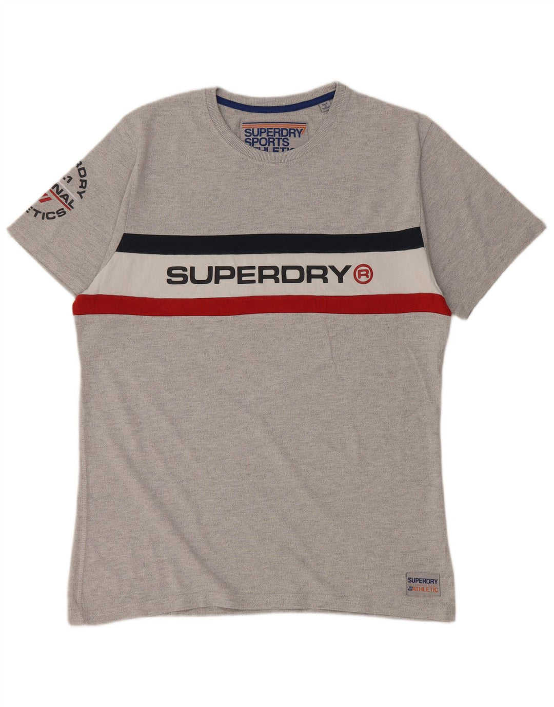 SUPERDRY T-Shirt Graphique Femme Top 2XL Gris Colourblock