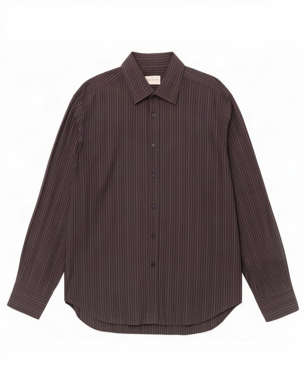 Trussardi Chemise Homme Taille 42 16 1/2 Large Coton Rayé Noir