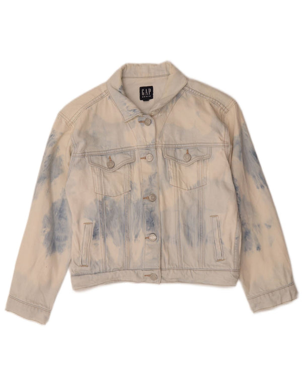 Gap Veste en jean courte pour femme UK 6 XS Bleu Tie Dye Coton