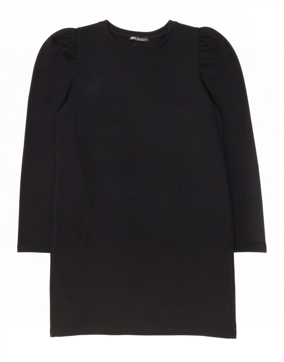 Zara Robe droite à manches longues pour femme UK 44 en coton noir moyen