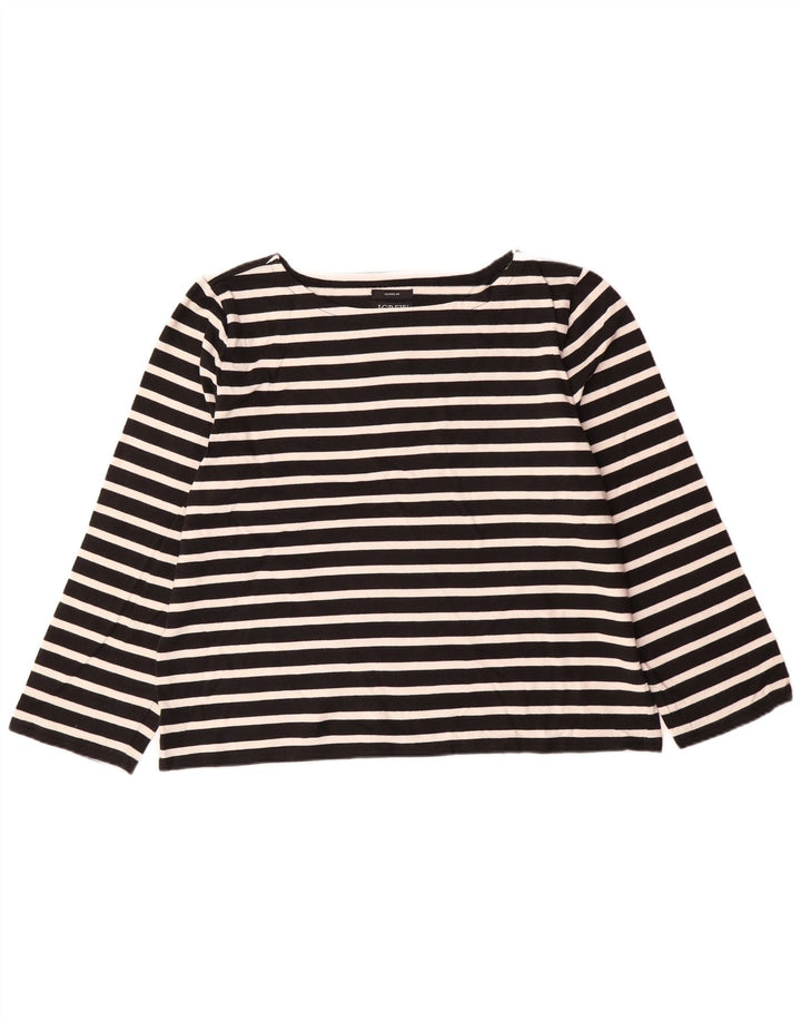 J. CREW Haut coupe classique à manches 3/4 pour femme UK 18 XL en coton rayé noir