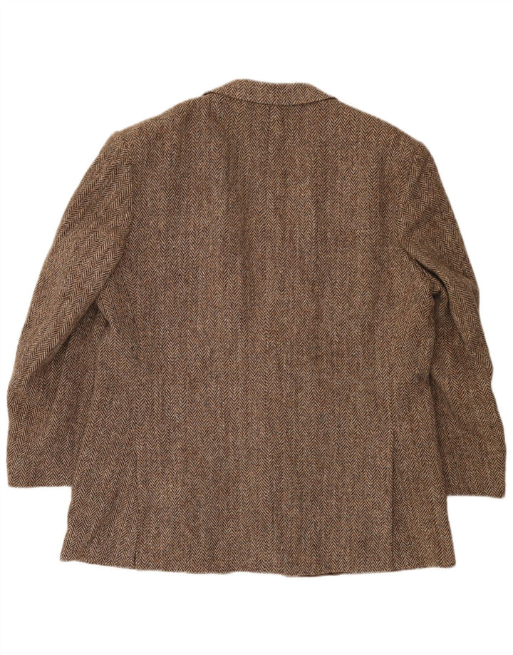 Harris Tweed Veste Blazer 2 Boutons pour Homme UK 40 Grande Laine à Chevrons Marron