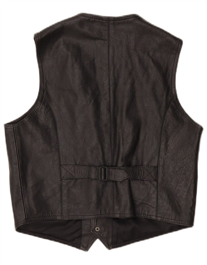 gilet en cuir homme vintage XS cuir noir