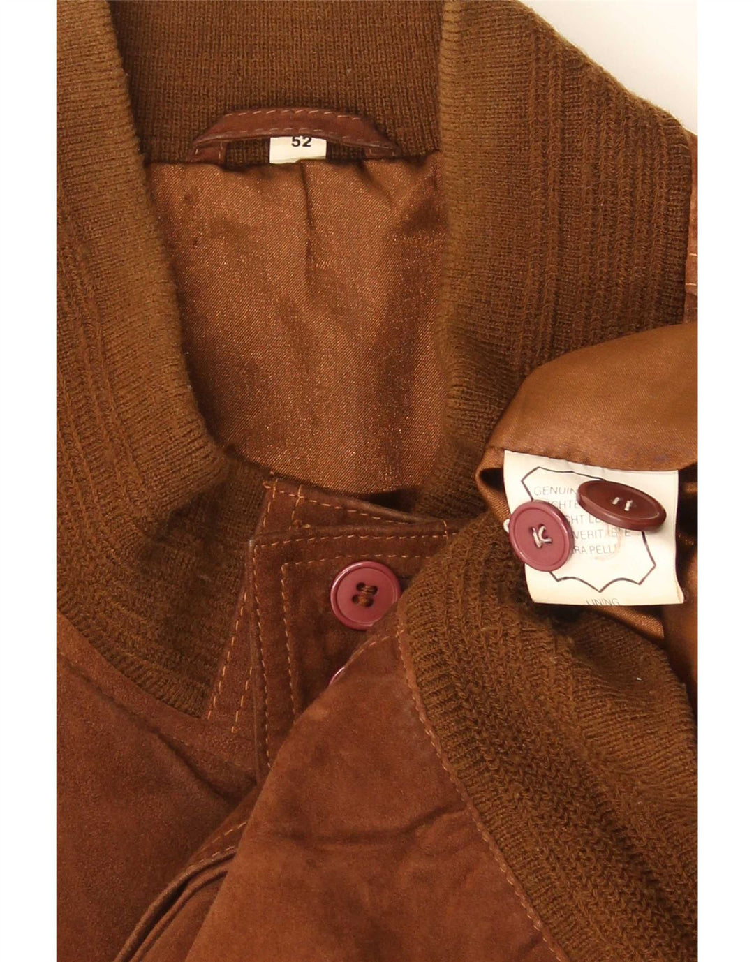 Veste Bomber En Daim Vintage Homme IT 52 XL Cuir Marron