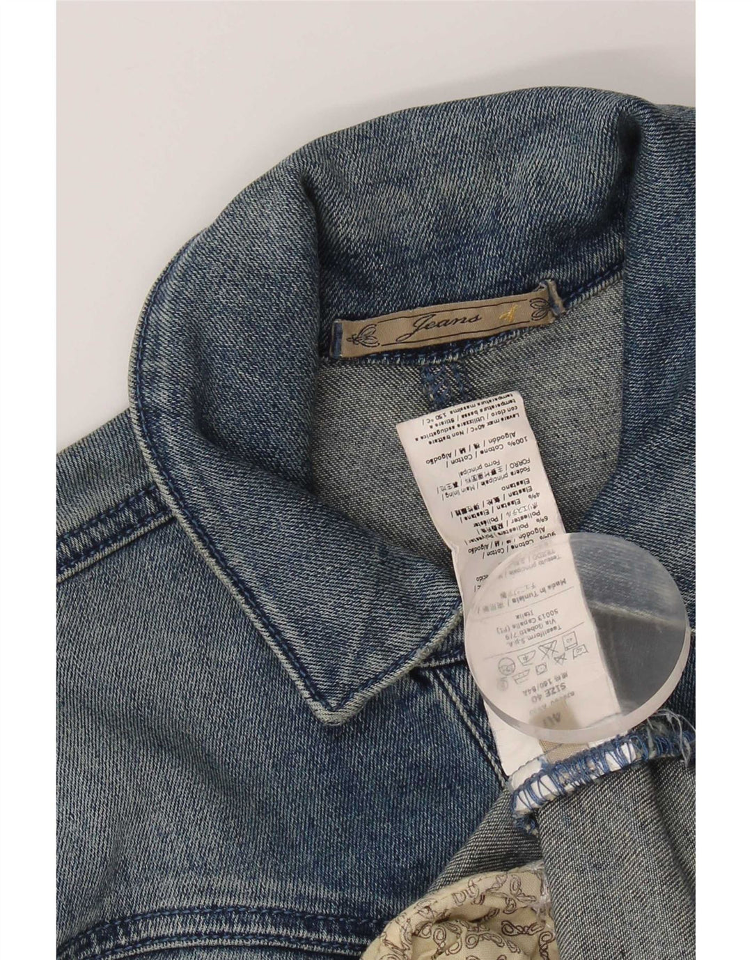 veste en denim crop femme vintage IT 40 petit coton bleu